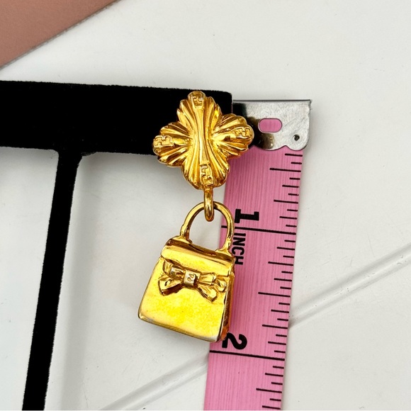 RARE Vintage Gold Fendi Shoe & Purse Earrings & BROOCH Set - Picture 8 of 11